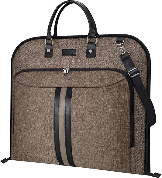 BALEINE Travel Garment Bag, Travel Suit Bag for Men, 42'' Waterproof Carry on Garment Bag for Hanging Clothes, Garment Duffel Bag for Travel Business (Brown)