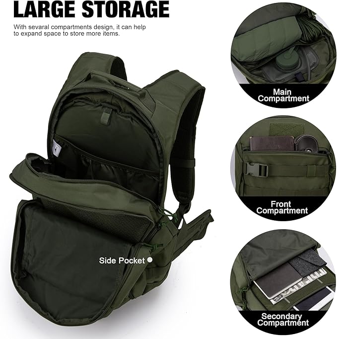 Mardingtop Tactical Molle Backpack for Men- 18L/28L EDC Hiking & Motorcycle Backpack