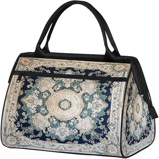 Travel Duffle Bag, White Flowers Boho Overnight Weekender Tote Bag for Women Men Waterproof Carry On Luggage with Zipper Lightweight Sport Gym Bag for Traveling Yoga Camping Traveling Gifts