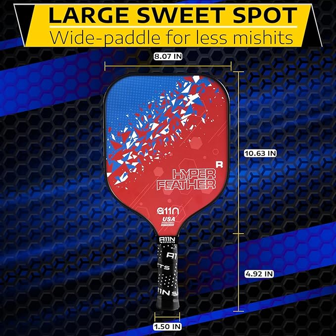 A11N HyperFeather R Pickleball Paddles Set of 2 Rackets with 4 Outdoor Balls and 1 Backpack, USA Pickleball Approved
