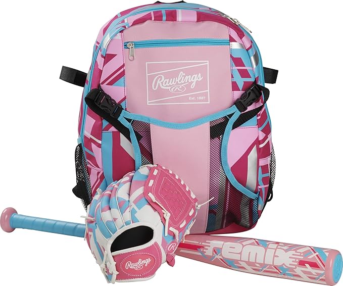 Rawlings | REMIX Backpack Equipment Bag | T-Ball & Youth Baseball / Softball | Pink