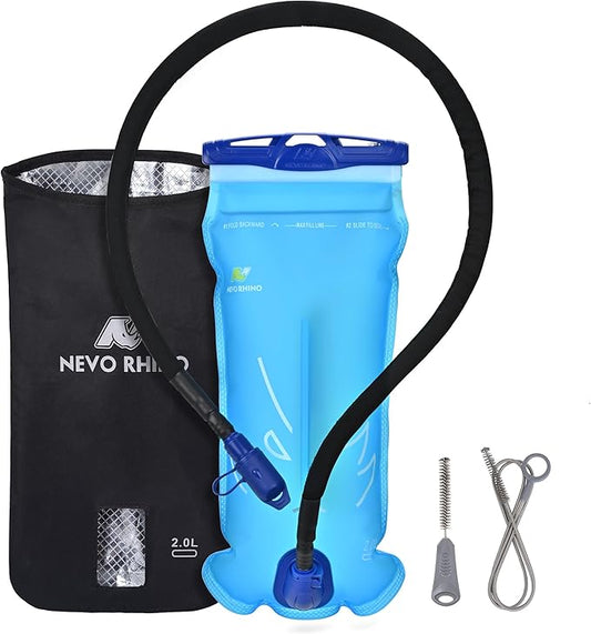 N NEVO RHINO Hydration Bladder 2L-3L with Bladder Insulator, Water Bladder for Hiking Backpack, Leakproof Water Pouch, BPA-Free Water Reservoir Hydration Pack for Hiking Running Camping Cycling Skiing
