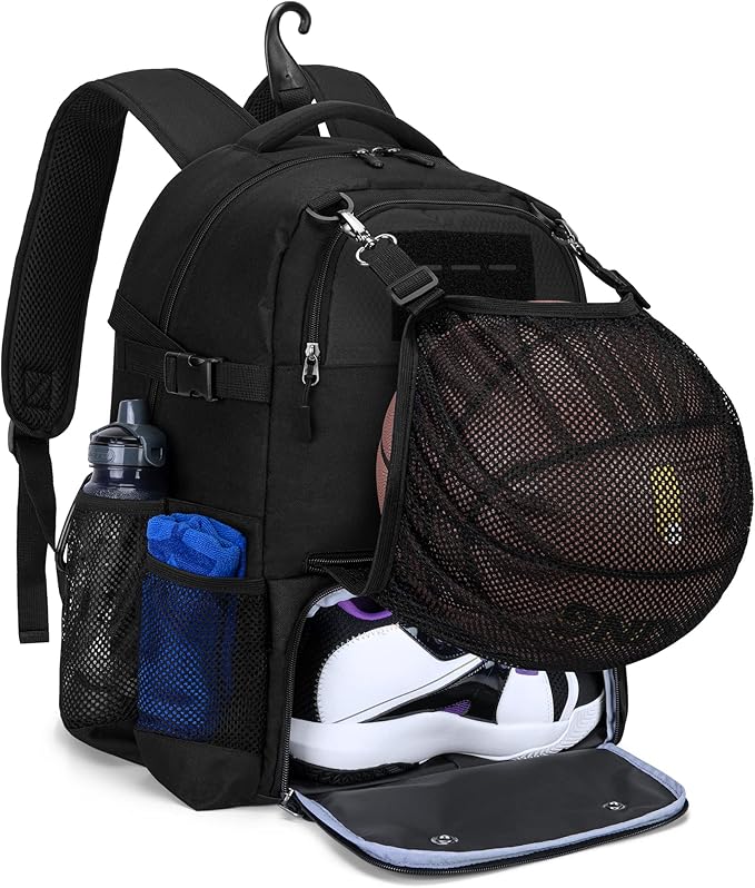 DSLEAF Basketball Bag Backpack, Soccer Bag Backpack with External Ball Net, Basketball Equipment Bag with Separate Shoe Space for Basketball, Soccer, Volleyball, Sport Training