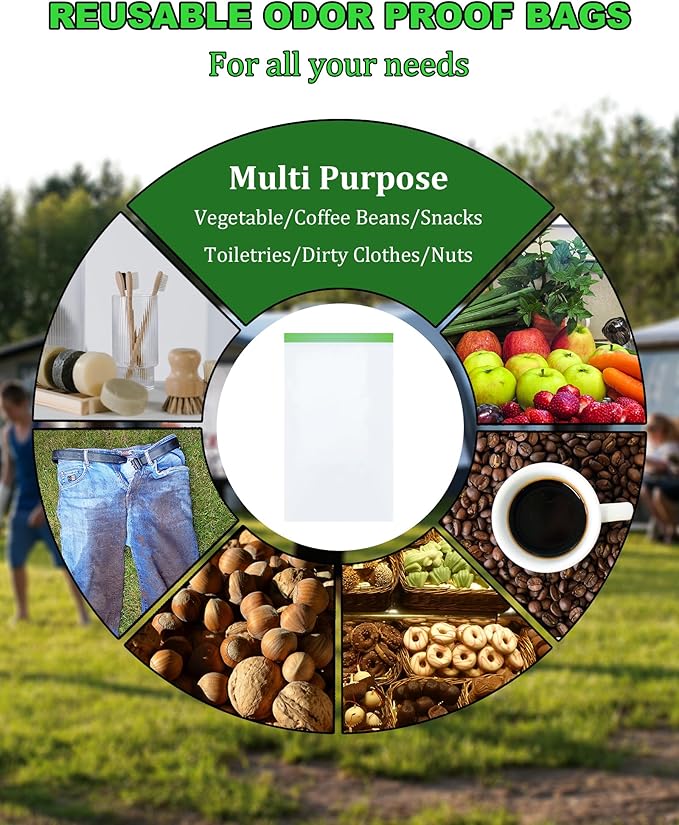 Odor Proof Storage Bags - 12 x 20 Inch Odor Food Bags for Backpacking, Camping and Home Organization - Reusable Large Smell Proof Bag Waterproof and Double Zip(2 Pack)