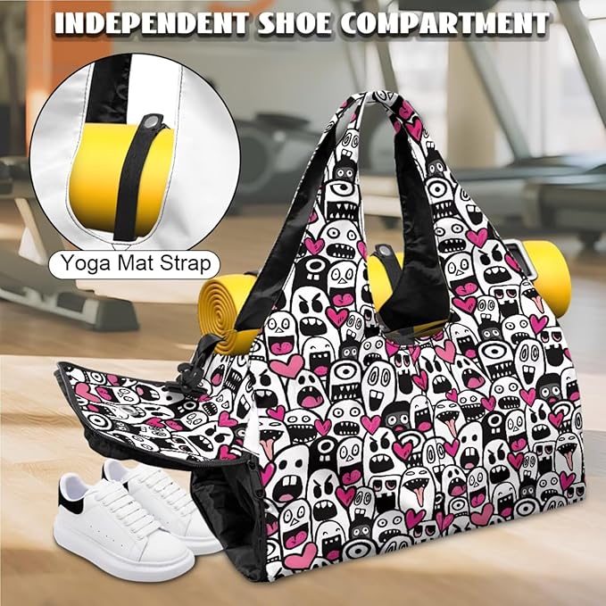 ZCFYGDX Yoga Gym Bag with Removable Adjustable Shoulder Strap, Shoe Compartment & Top Yoga Mat Holder 17.72x8.66x9.84in