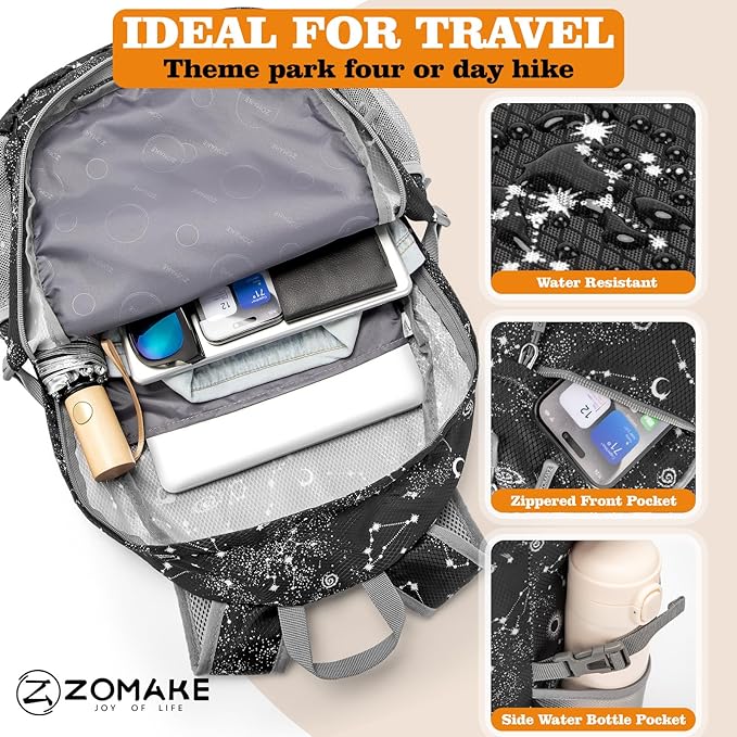 ZOMAKE Lightweight Packable Backpack 30L, Foldable Hiking Backpacks Water Resistant Compact Folding Daypack for Travel(Starry sky print)