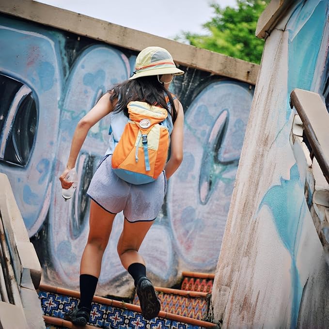 YWYLL Packable 18L Hiking Daypack, Lightweight for Men/Women. Foldable, Water-Resistant, Small Backpack Color Block. (Orange)