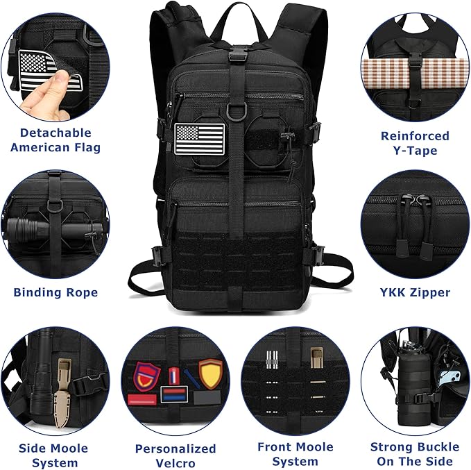 1050D Tactical Hydration Backpack with 3L TPU Water Bladder, Military Molle Water Backpack Perfect for Men & Women, Hydration Pack for Hiking, Biking, Running, Climbing, Hunting, Daily Use