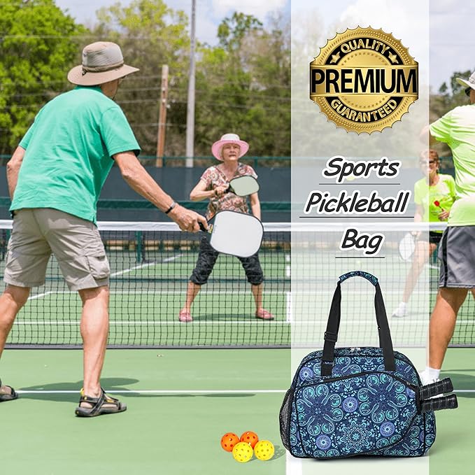 Boulder Bee Pickleball Bags, Premium Pickleball Tote Bag for Girls, Women’s Hand/Shoulder Gym Bag w Water Bottle Holder, with Pickleball Racquet/Paddle Holder