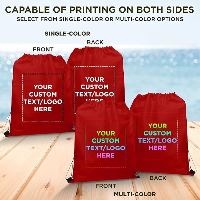 DISCOUNT PROMOS Custom Non-Woven Drawstring Backpacks Set of 10/50/100, Personalized Bulk Pack