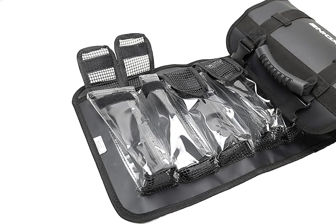 Lure Roll Up Fishing Jig Pouch Tackle bags | Heavy Duty Compact Waterproof Tarpaulin Fish Lure Pouch | 10 Clean Window Pockets for Fishing Lures Jigs Tools Storage