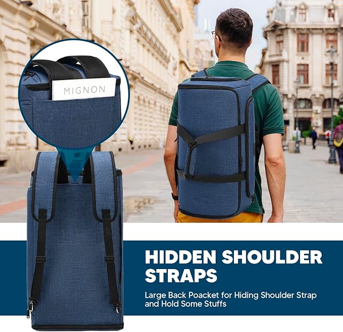 Garment Bags for Travel,4 in 1 Convertible Garment Bag Duffel Bags for Traveling, Suit Bag Travel with Shoulder Strap,58L Duffle Bag with Shoes Compartment for Men Women,Blue