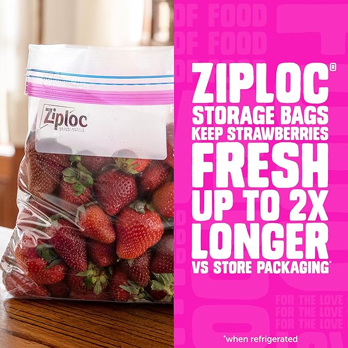 Ziploc Gallon Food Storage Bags, Stand-Up Bottom, Easy to Fill, 96 Count (Packaging May Vary)