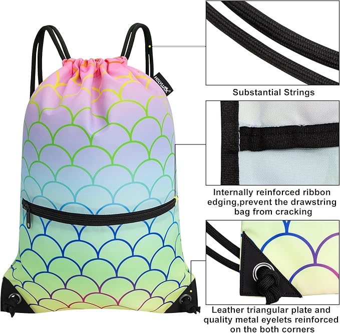 HOLYLUCK Drawstring Backpack Bag Sport Gym Sackpack