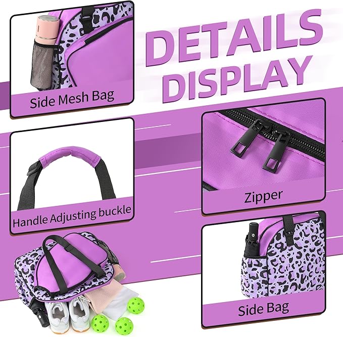 Boulder Bee Pickleball Bags, Premium Pickleball Tote Bag for Girls, Women’s Hand/Shoulder Gym Bag w Water Bottle Holder, with Pickleball Racquet/Paddle Holder