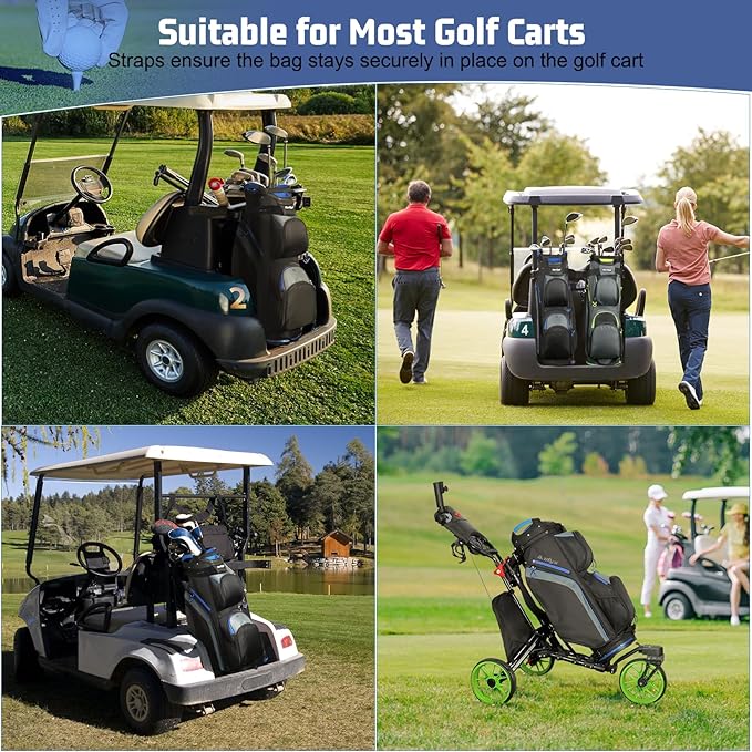 Cart Golf Bag 15 Way Organizer Divider Top Golf Club Bags Lightweight Golf Cart Bags for Men Women with Cooler, Rain Cover