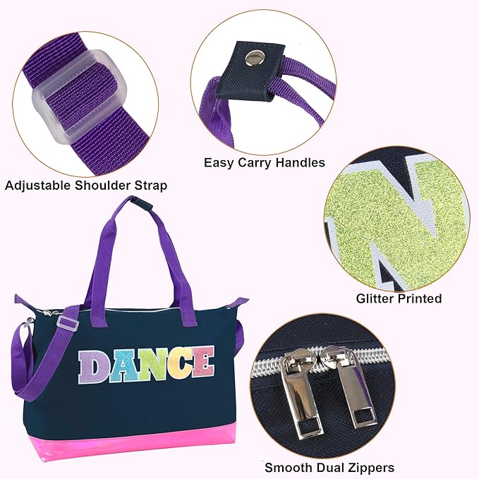Garment Dance Shoulder Bags for Girls, Teen Dancers, Costumes, Boys | Holographic Glitter Dance Bag for Kids