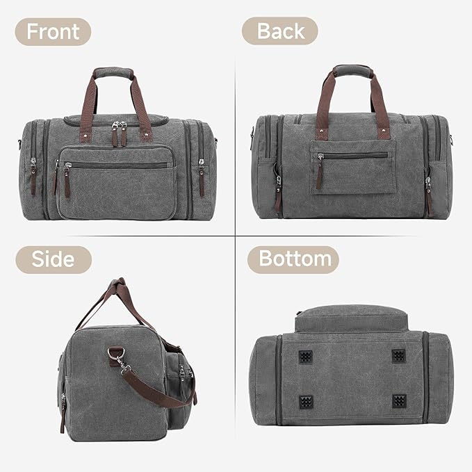 Canvas Expandable Duffle Bag for Men Traveling, Luggage Travel Bag Weekender Overnight Bag,Mens Gym Carry on Duffel Bags