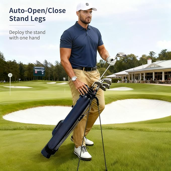 Camboke Lightweight Golf Stand Bag, Portable and Durable Golf Carry Bag with Padded Strap and Pocket, Sunday Bag for The Driving Range, 2-Way Divider Practice Bag for Men and Women