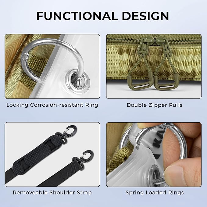 KastKing BaitSpace Detachable Bait Binder Tackle Bag – Large Clear Sleeves, Durable 900D Water-resistant Fabric, Soft Plastic Bait Storage For Hooks, Sinkers & Fishing Accessories