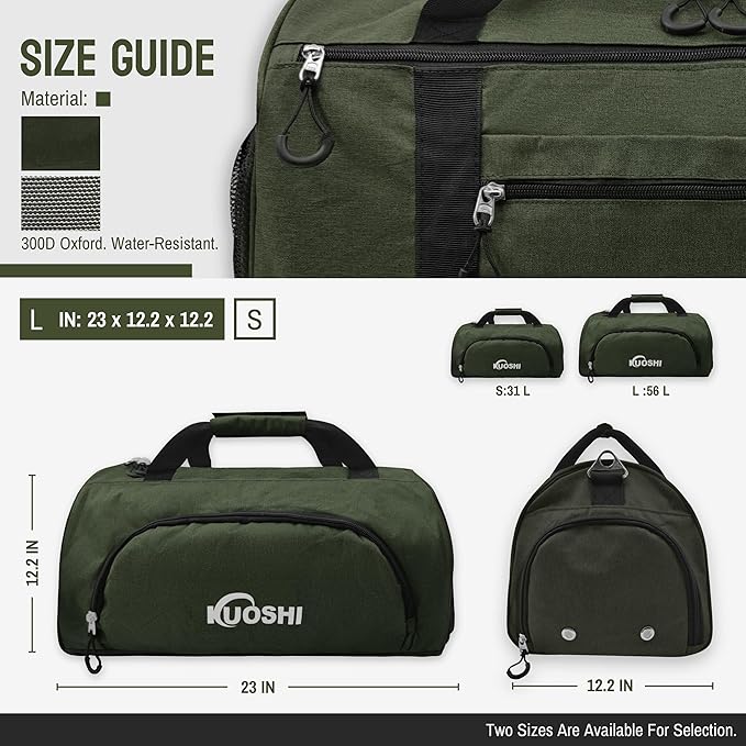 56L Gym Bag Sports Duffle Bag with Shoe Compartment & Wet Pocket, Carry-on Luggage Bag with Quick-Access Pouch, Weekender Overnight Travel Bag for Men & Women