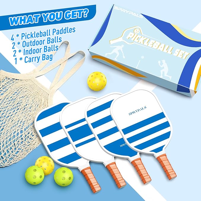 Pickleball Paddles,USAPA Approved Pickleball Paddles Set Premium Pickleball Paddle, 4 Pickleball Balls & 1 Carry Bag Gifts for Women Men Beginners & Pros Players
