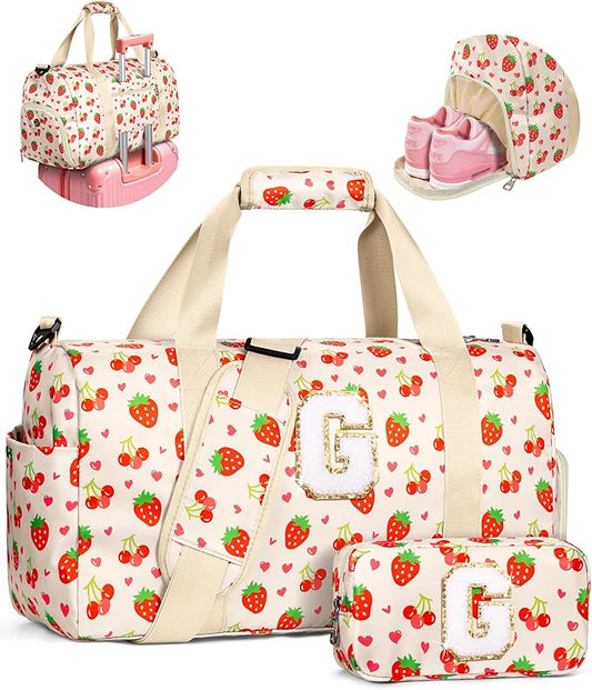 Birthday Gifts for 6-12 Year Old Girls, Custom Duffle Bag for Kids, Preppy Stuff for Daughter Granddaughter Niece, Overnight Weekender Bag with Shoe Compartment, Weekend Trip Essentials