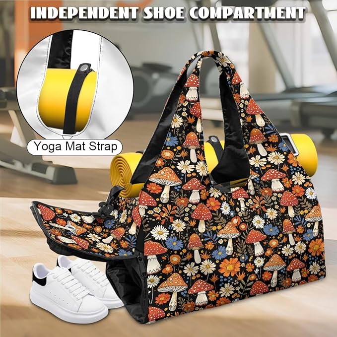 ZCFYGDX Yoga Gym Bag with Removable Adjustable Shoulder Strap, Shoe Compartment & Top Yoga Mat Holder 17.72x8.66x9.84in
