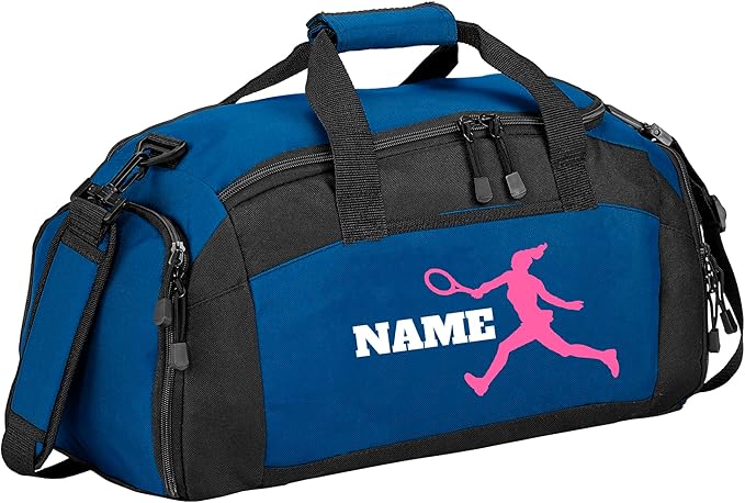 Personalized Sports Duffle Bag with Shoe Compartment (Tennis(Female), Royal)
