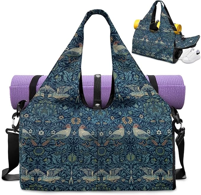 ZCFYGDX Yoga Gym Bag with Removable Adjustable Shoulder Strap, Shoe Compartment & Top Yoga Mat Holder 17.72x8.66x9.84in
