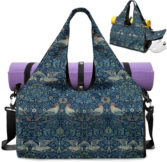 ZCFYGDX Yoga Gym Bag with Removable Adjustable Shoulder Strap, Shoe Compartment & Top Yoga Mat Holder 17.72x8.66x9.84in