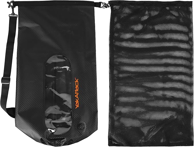YakAttack 30L Roll-Top Drybag with Air Valve - Black Carbon | Heavy Duty Waterproof Dry Bag for Kayaking, Boating, Camping & Paddleboarding | Large Marine Drybag for Gear Protection & Storage