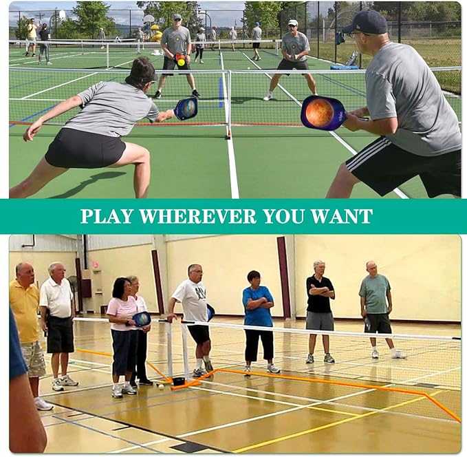 Zdgao Pickleball Net for Driveway with 22FT Regulation Size Pickleball Net, 4 Outdoor Pickleballs and Carry Bag, Weather Resistance Strong Steel Frame