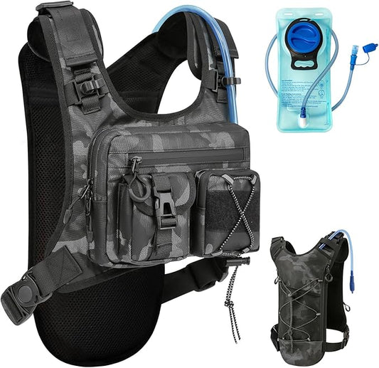 Criuage USA Original Patent Running Hydration Vest Backpack, Lightweight Chest Pack with 2.0L Water Bladder Bag Daypack for Hiking Running Cycling Race Marathon for Women Men