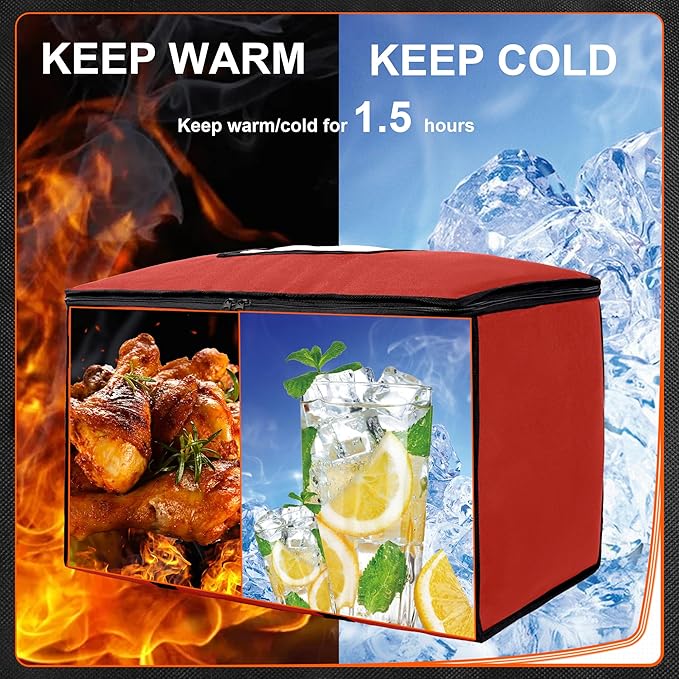 Himal Outdoors Insulated Food Delivery Bag XXXL-23Wx15Hx14D inches Premium Insulated Grocery Bag for HOT/COLD Food Delivery, Fit for Uber Eats, Doordash, Commercial Catering Transportation (Red)
