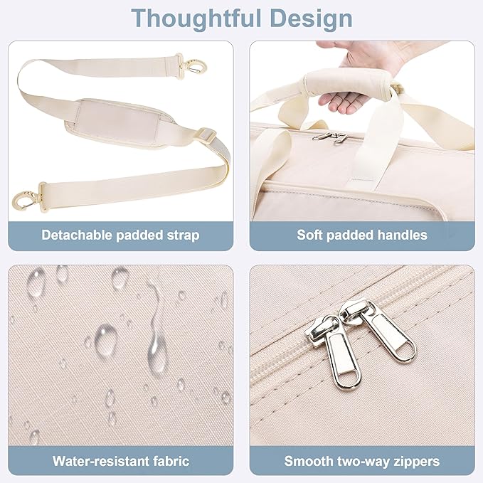 120L Travel Duffle Bag for Men and Women, Urtala 34” Large Duffle Bag for Traveling with Shoe Compartment, Foldable Duffel Bag Water & Tear Resistant (Beige)