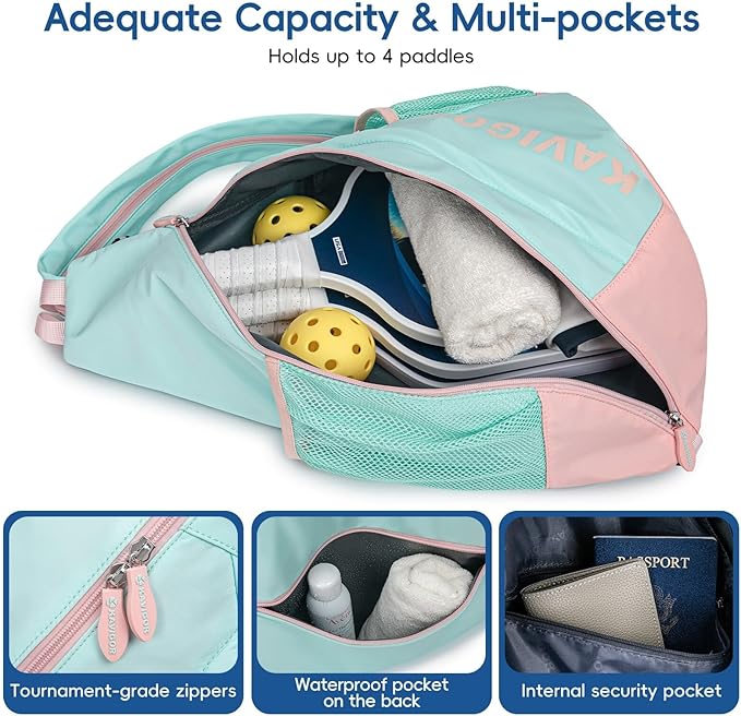 2025 Pickleball Sling Bag, Convertible Ultra-Light Backpack with Skin-Soft Fabric & Wet/Dry Pocket, Fits 4 Paddles + Gear