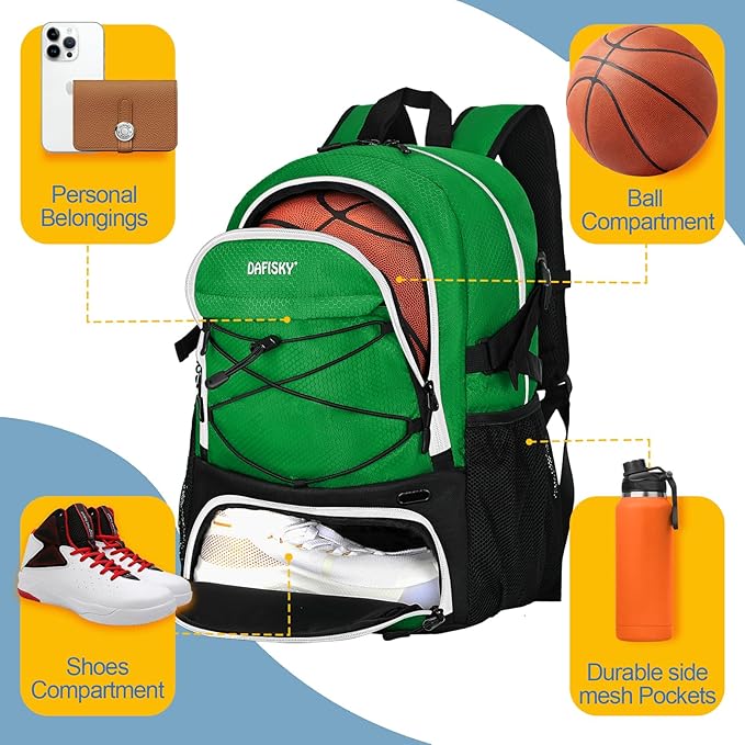 Basketball Backpack with Ball Compartment – Large Basketball Bag with Shoes compartment Sports Equipment Bag for Soccer Ball,Volleyball,Gym,Outdoor,Travel