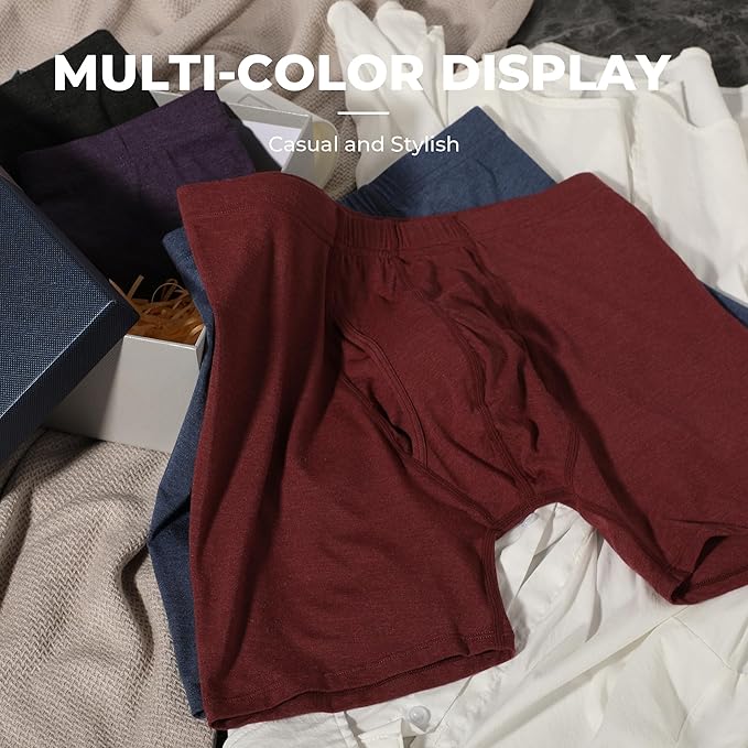 BAMBOO COOL Men's Ultra ComfortSoft Underwear, Moisture Wicking & Breathable No Ride Up Boxer Briefs with Fly, Multipack