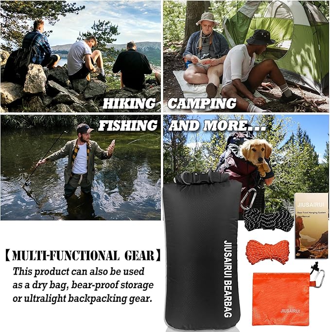 7.8Oz Ultralight Bear Bag Hanging Kit: 30D Waterproof Bear Proof Food Storage for Backpacking and Camping Alternative to Bear Canister