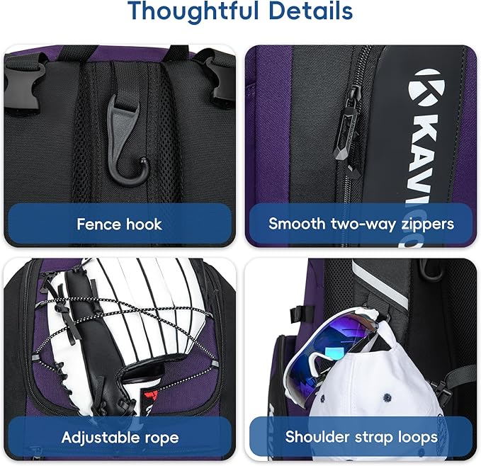 Baseball Bag for Youth and Adult, Softball Bag 50L Large Capacity Holds 4 Bats, Equipment Backpack with Shoes Compartment