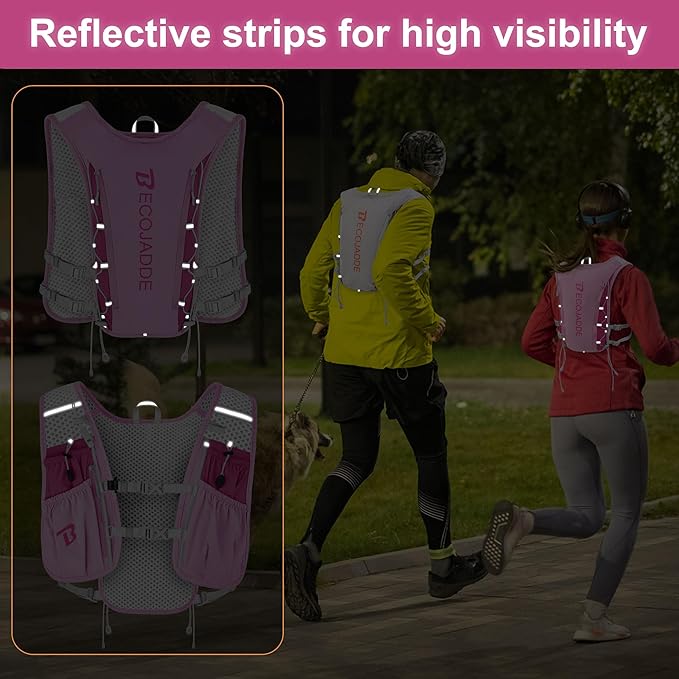 BECOJADDE Running Vest Hydration Backpack for Men Women, 5L Lightweight Running Backpack Hydration Pack for Marathon, Trail, Cycling, Hiking, Jogging