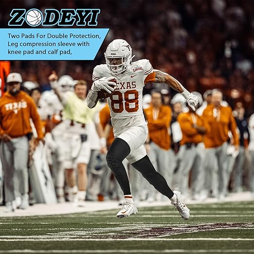 ZODEYI Wrestling Knee Pads Compression Leg Sleeve with Knee Pad and Calf Pad, 1 Pair Knee Sleeve with Shin Guards Shin Pads for Football, Baseball, Rugby, Lacrosse (2, Black, Large)