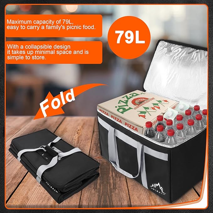 Himal Outdoors Insulated Food Delivery Bag XXXL-23Wx15Hx14D inches Premium Insulated Grocery Bag for HOT/COLD Food Delivery, Fit for Uber Eats, Doordash, Commercial Catering Transportation