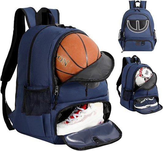 Basketball Bag Backpack for Men Women with Ball & Shoes Compartment 30L Capacity Lightweight Breathable Boys Girls Soccer Ball Bag Backpack Fit Volleyball Football Sports Travel School Gym