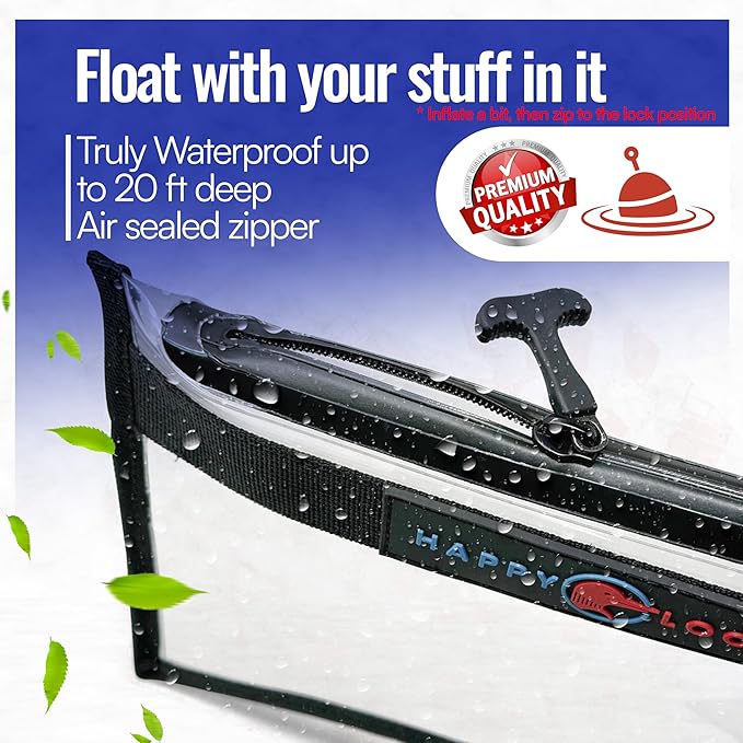 Elite Waterproof Fishing Tackle Bag Set - 2 Medium, 100% Submersible Dry Bags, Floats with Lure & bait- Scuba-Grade Zipper, PVC-Free, Tethering Loop - Premium Fishing accessory pouch