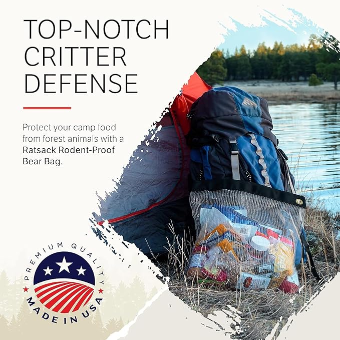 Ultralight Critter Protection Kit- Rodent Proof Stainless Steel Bag for Backpacking - Bear Bag Food Storage for Camping with Coghlans Odor Proof & Waterproof Liner, Survival Utility Rope & Carabiner