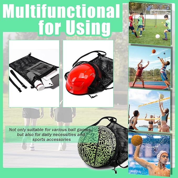 KAEGREEL Drawstring Soccer Bag Basketball Backpack for Kids Teens, Foldable Sports Bags Detachable Ball Mesh Bag for Gym Yoga Football Baseball