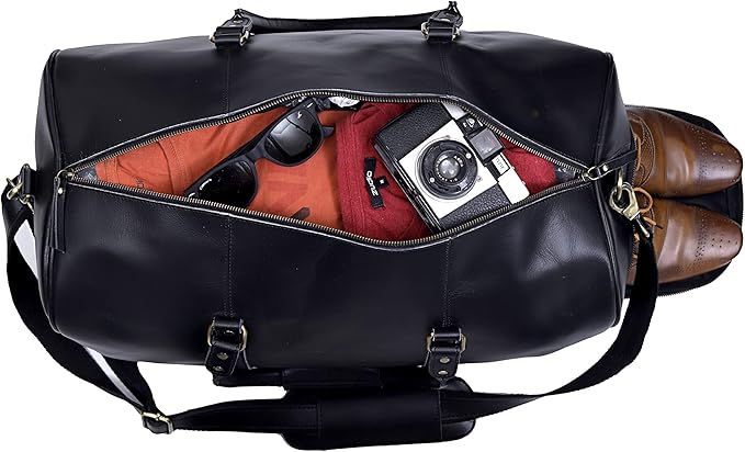 Leather Travel Bag,Weekender Overnight Bag Leather Large Carry On Bag Travel Tote Duffel Bag for Men & Women