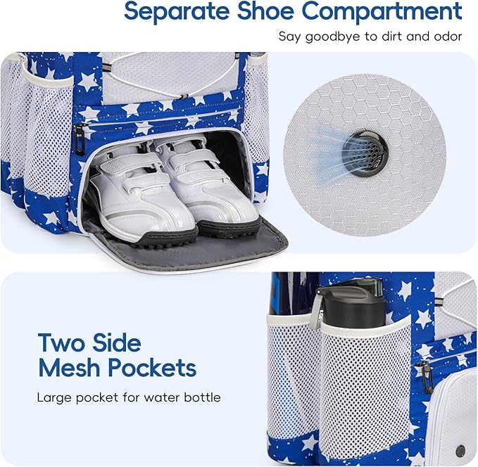 Baseball Bag for Youth and Adult, Softball Backpack 40L Large Capacity, Bat Backpack with Shoes Compartment and Hidden Helmet Holder